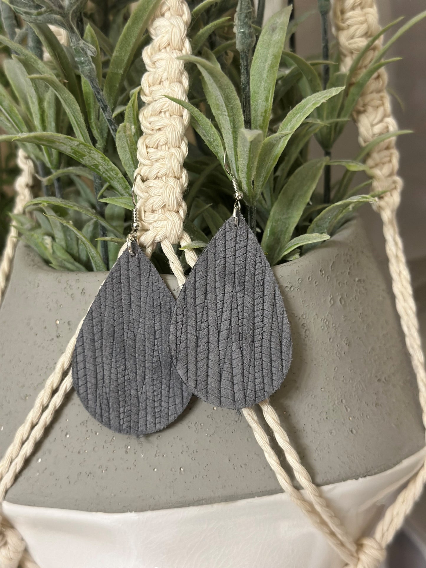 Ash Gray Leather Tear Drops