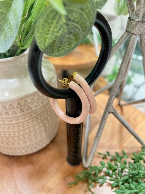 Neutral Clay Hoops in Blush