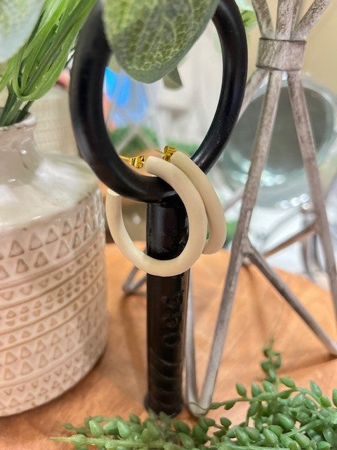 Neutral Clay Hoops in Soft Beige