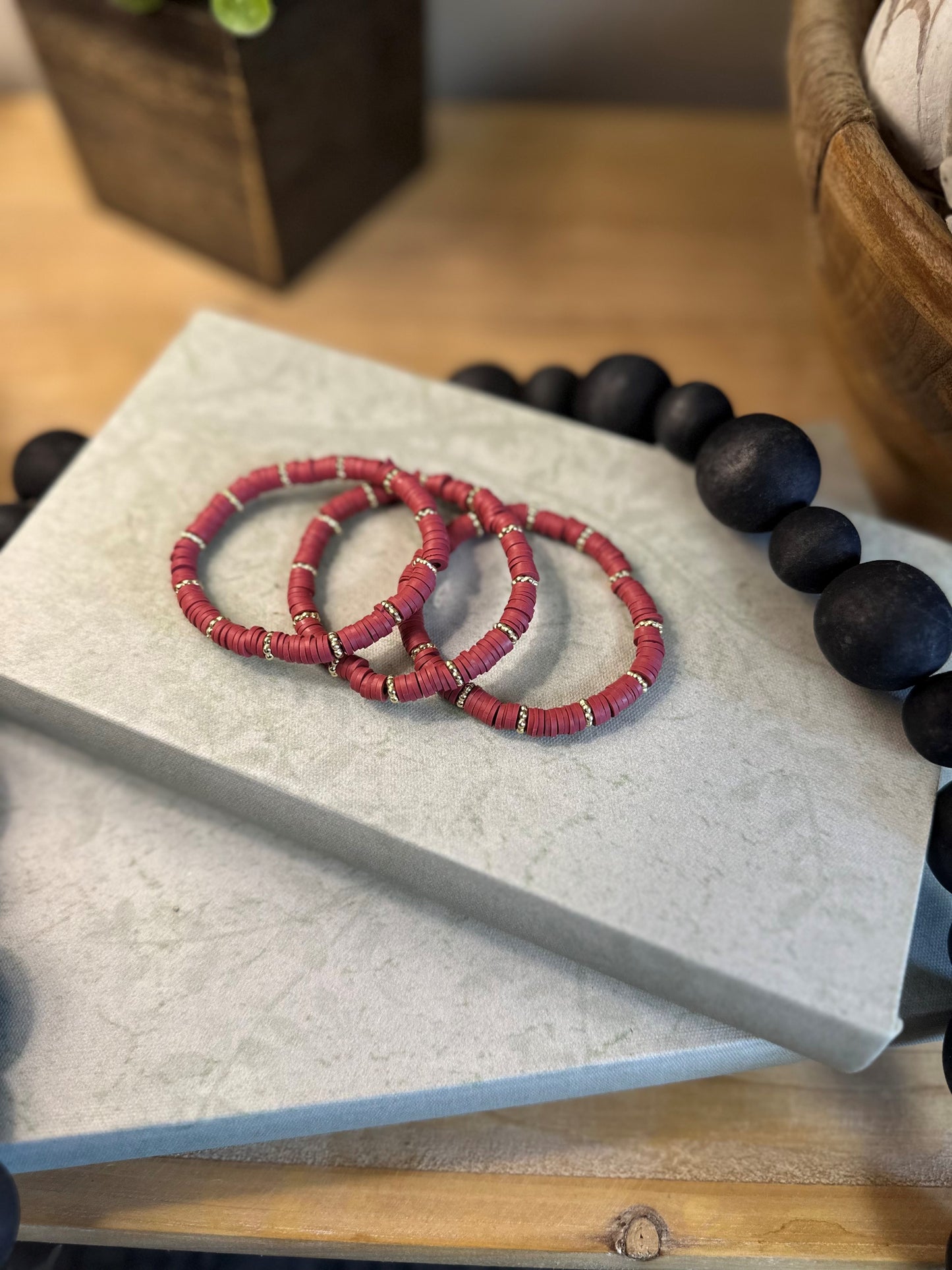 Cranberry & Pine Bracelet Stack