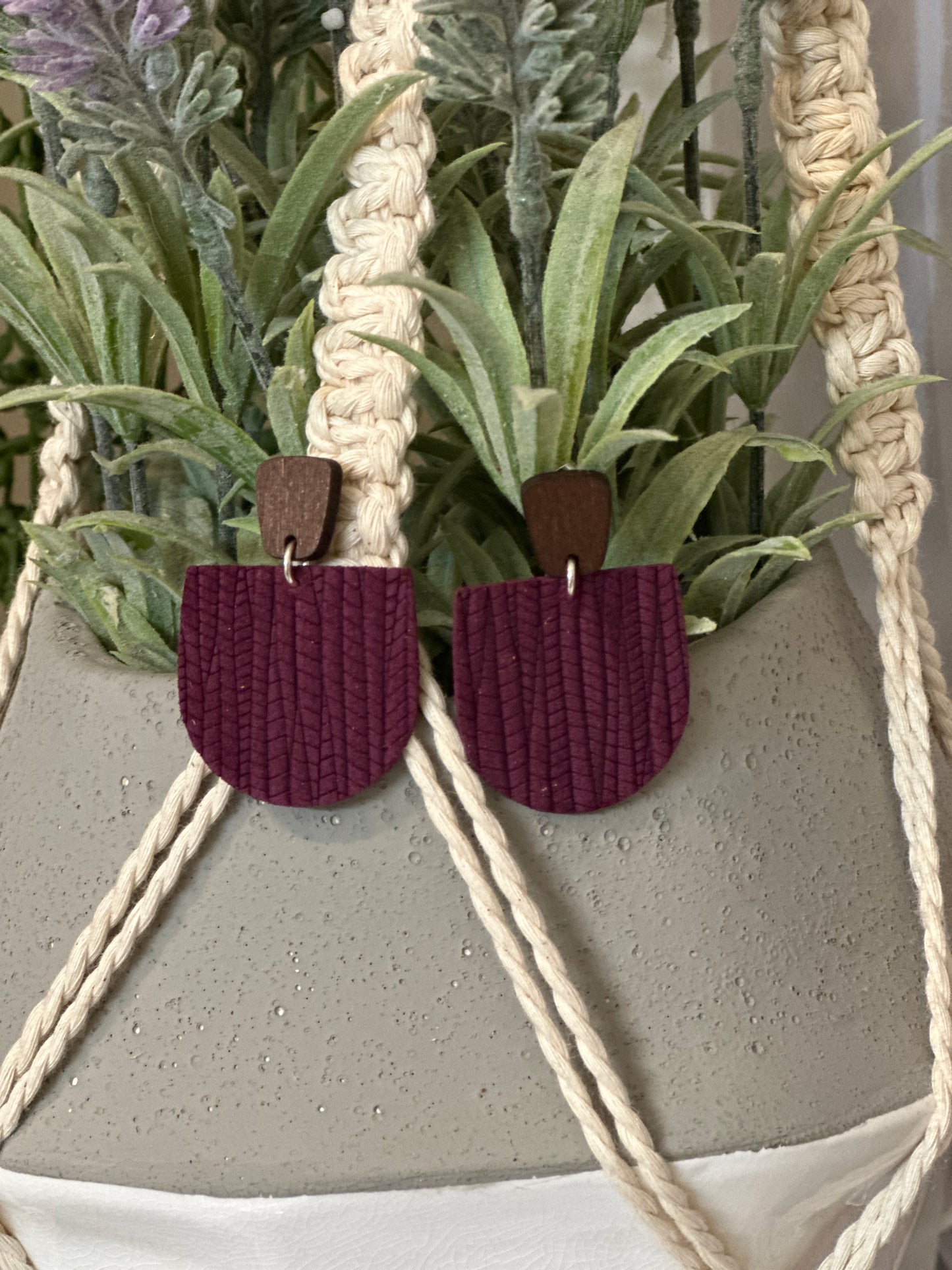 Maroon Palm Leaf Leather