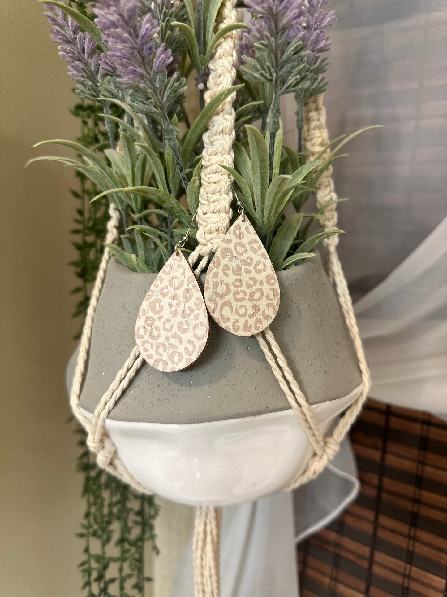 Snow Leopard Print Leather Tear Drops