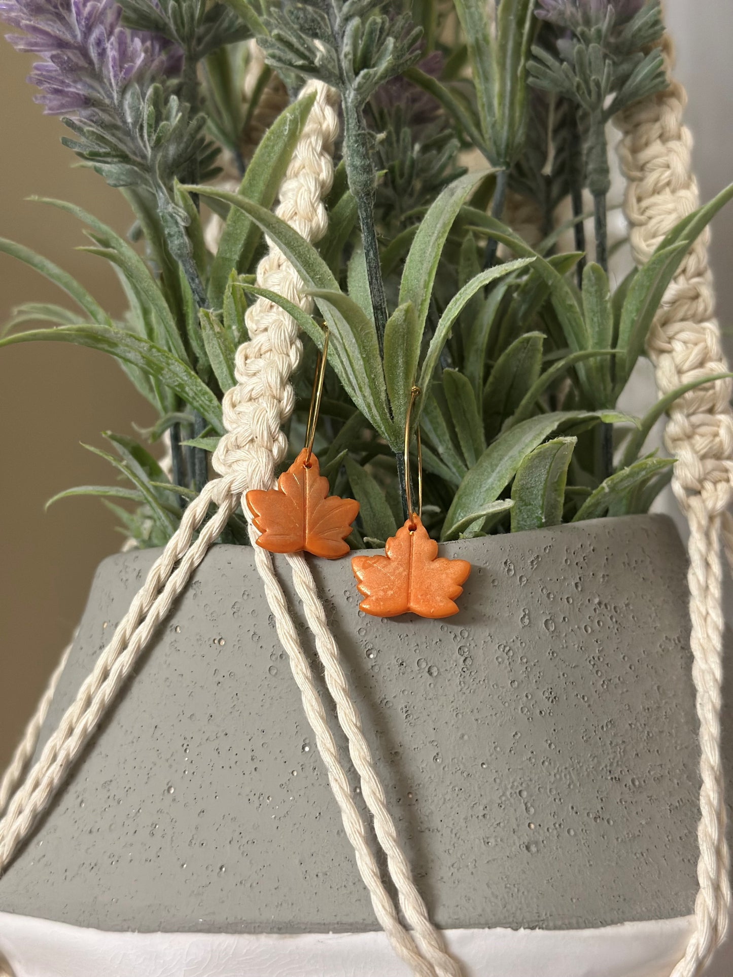 Orange Autumn Leaf Hoops