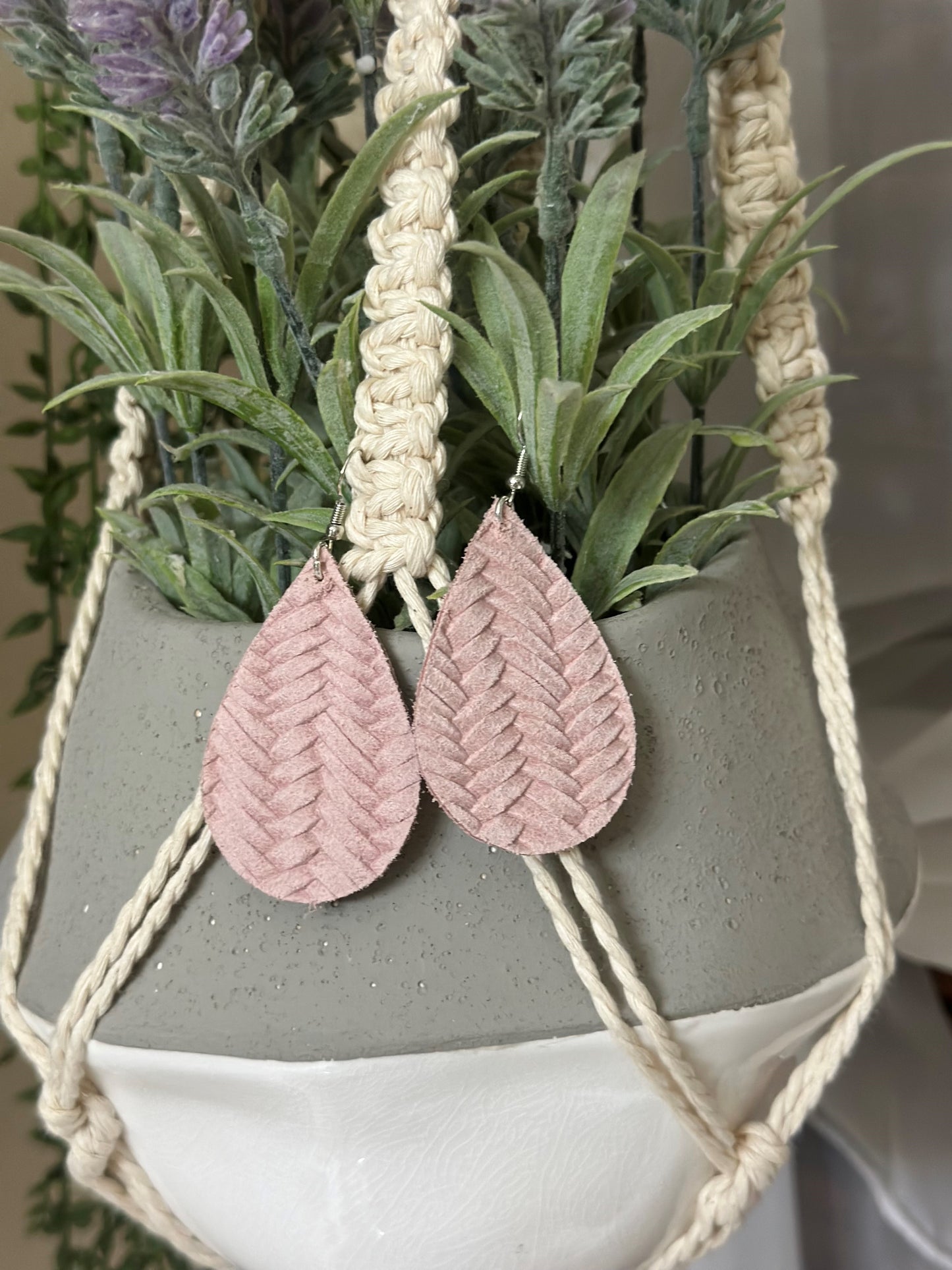Rose Braided Leather Tear Drops