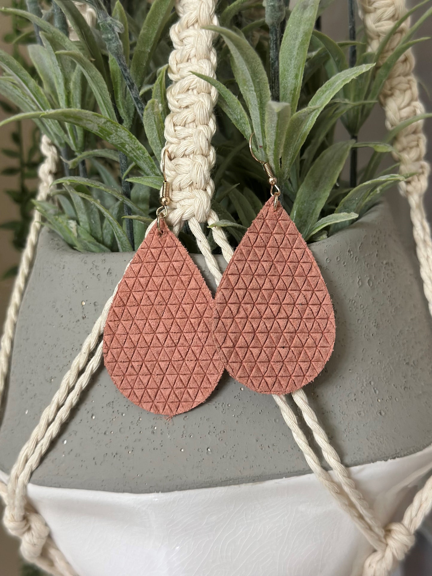 Salmon Triangle Leather Tear Drops