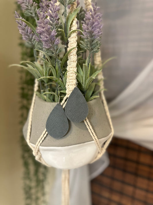 Stone Criss-Cross Leather Tear Drops