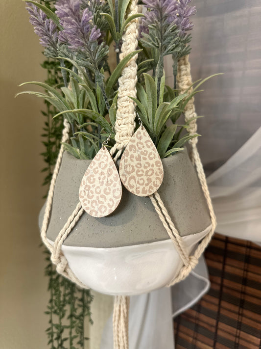 Snow Leopard Print Leather Tear Drops