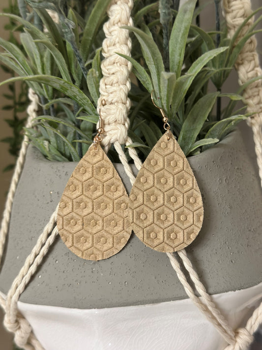 Ivory Bee Hive Leather Tear Drops