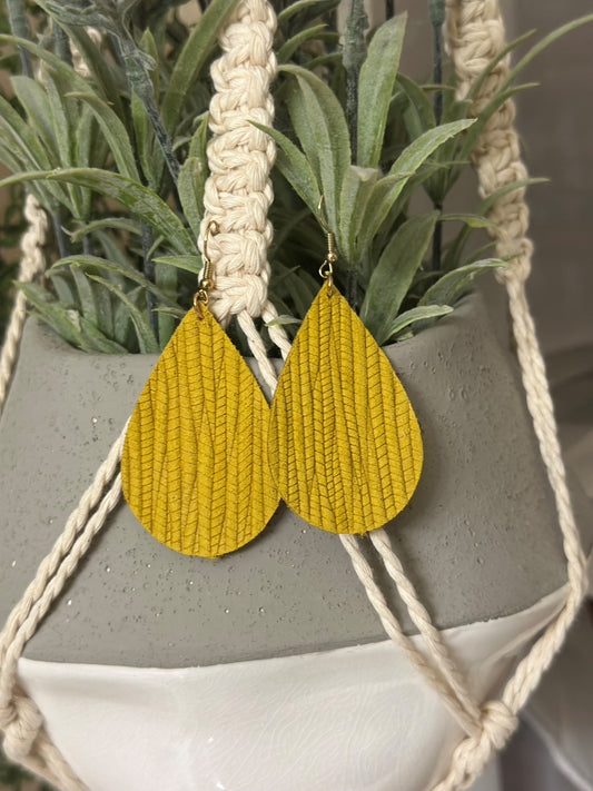 Mustard Palm Leather Tear Drops