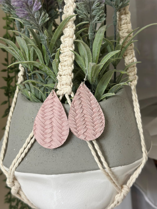 Rose Braided Leather Tear Drops
